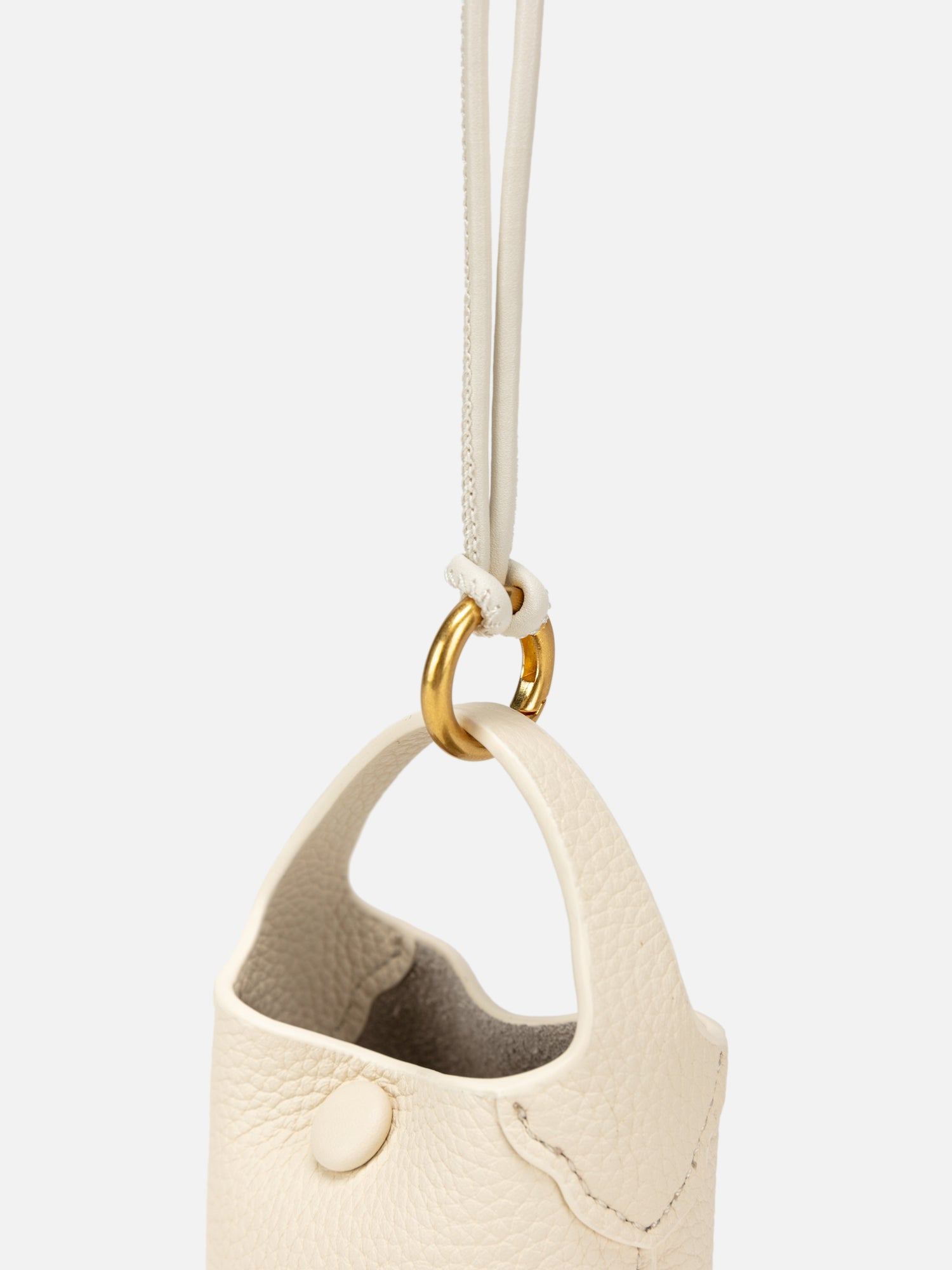 Leather Earphone Case Magnetic Snap Mini Bag Charm | White