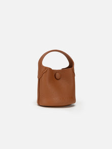 Leather Earphone Case Magnetic Snap Mini Bag Charm | Brown