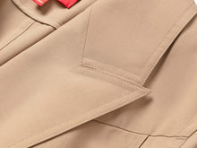Wool-Silk Blend Cinched Waist Coat | Khaki