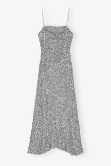 3D Sequins Long Slip Dress | Silver
