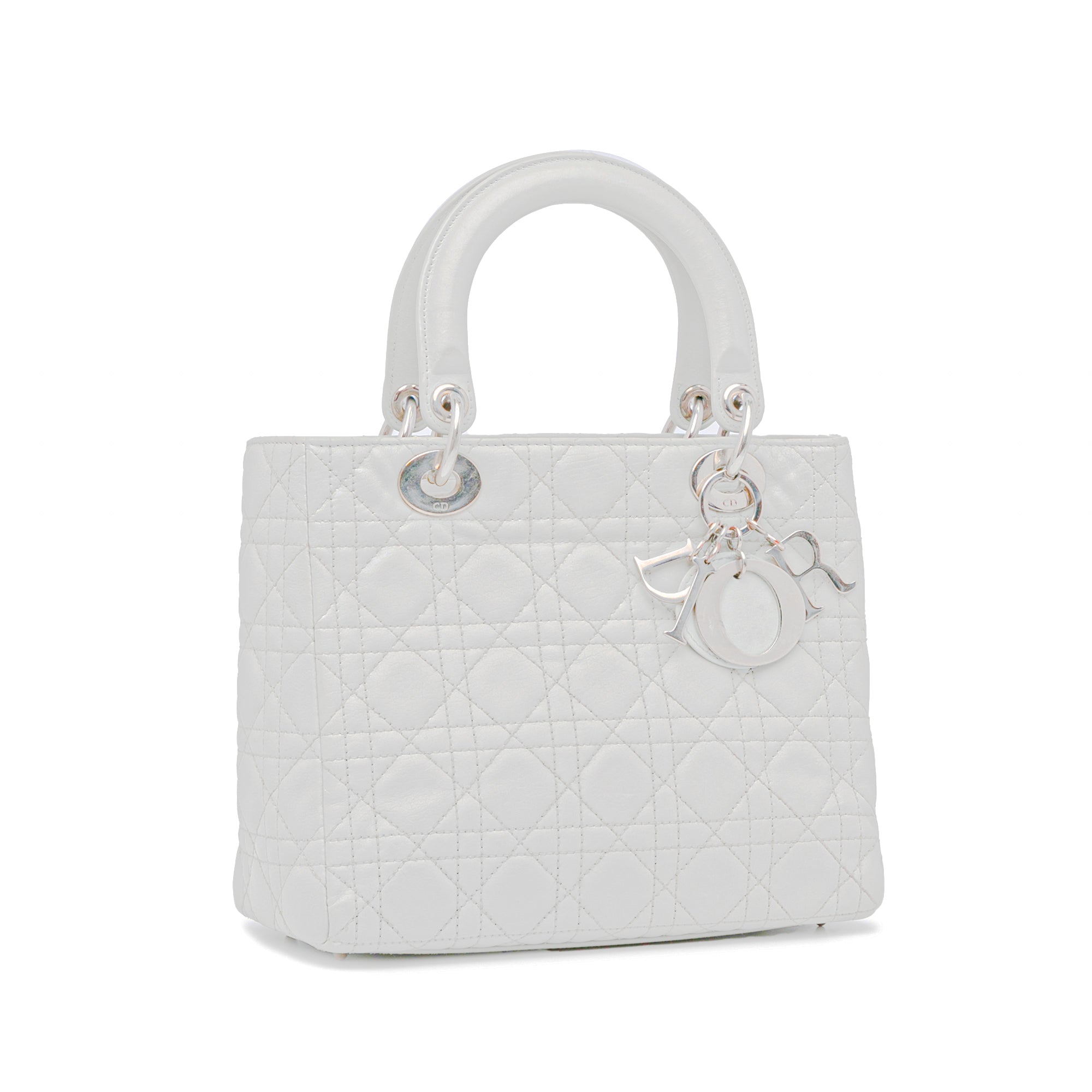 Dior Pre-Owned Medium Lambskin Cannage Lady Dior | Women | White