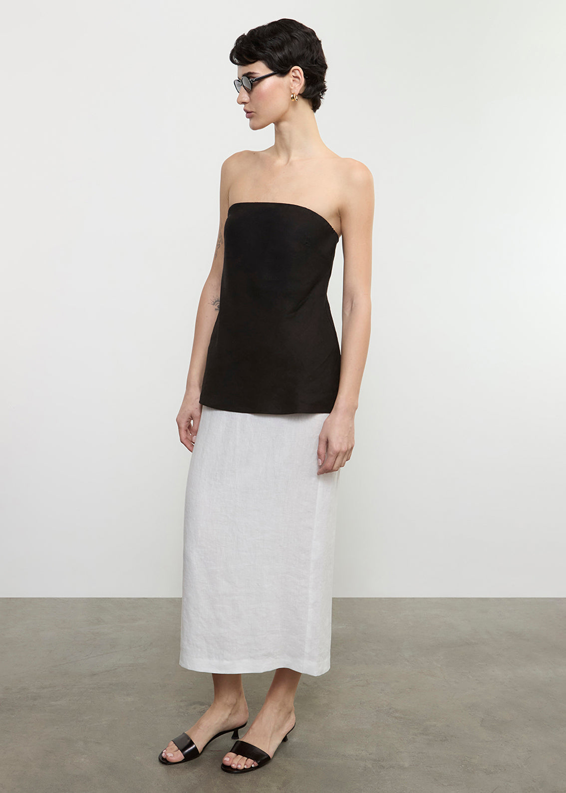 Linen Strapless Tunic | Black