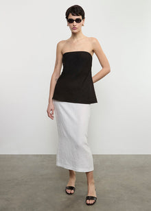 Linen Strapless Tunic | Black