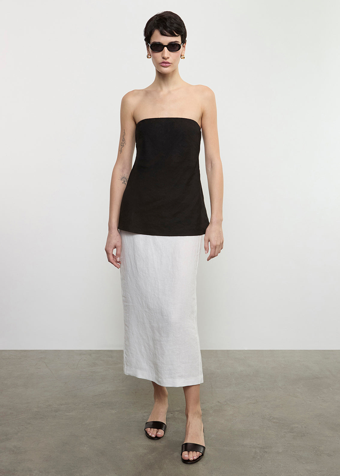 Linen Strapless Tunic | Black