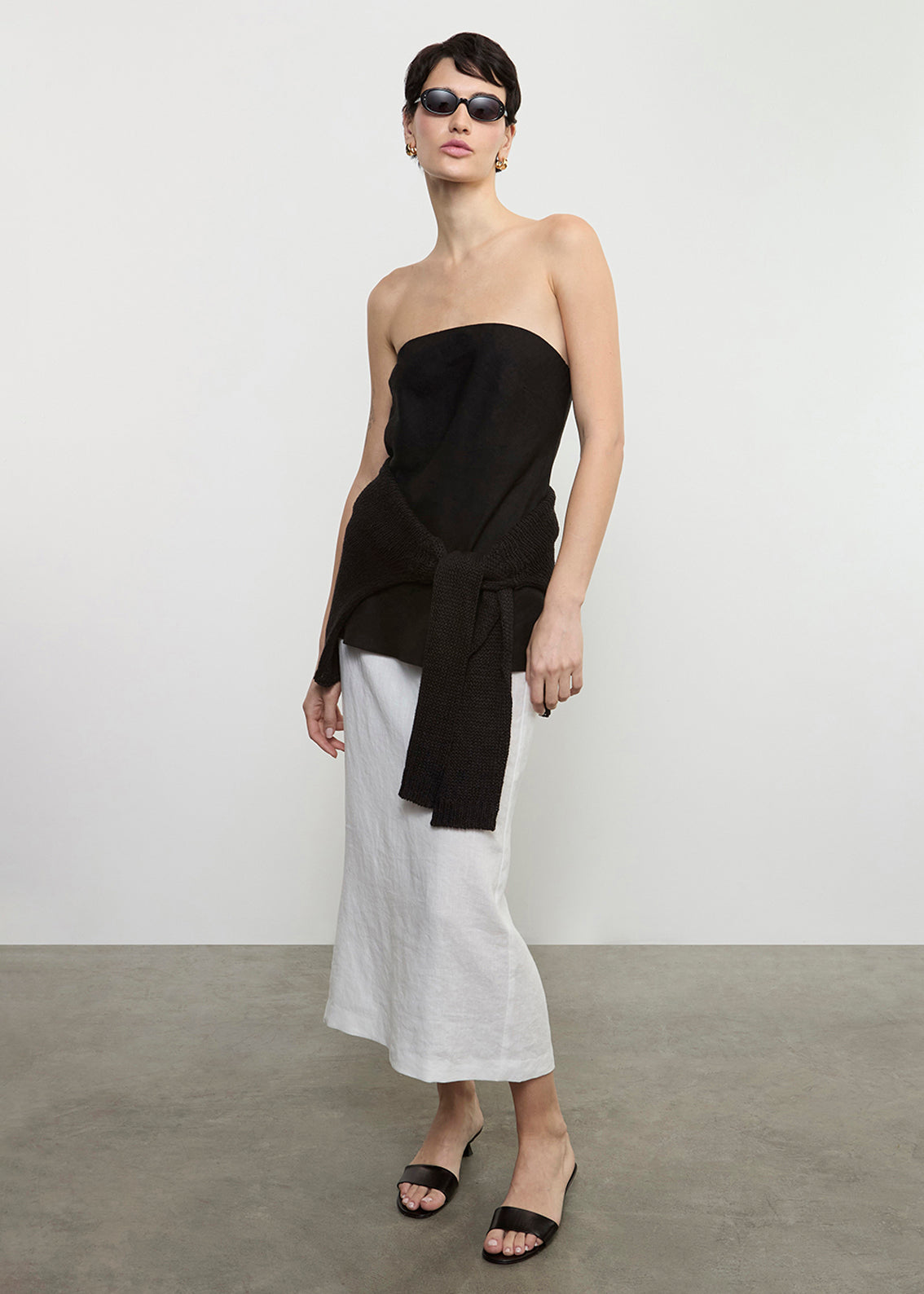 Linen Strapless Tunic | Black