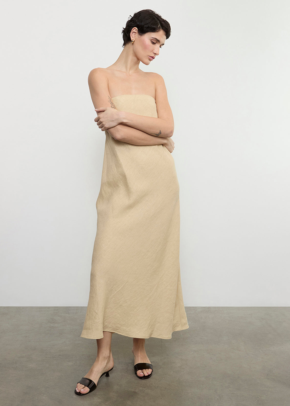 Linen Bias Dress | Blonde