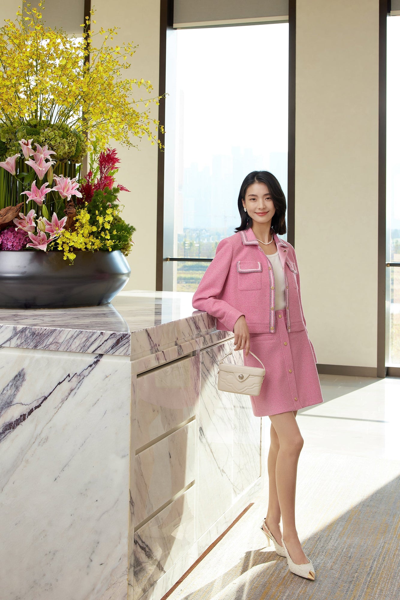 Tweed Parisian-Style Skirt | Pink