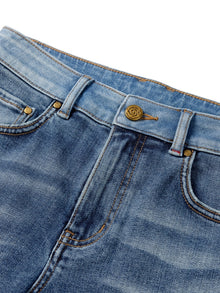 Silk Straight-Leg Jeans | Blue