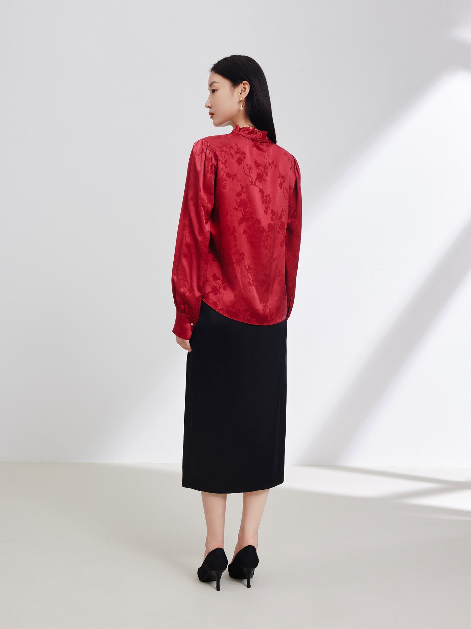 Silk Printed Shirt | Wine Red