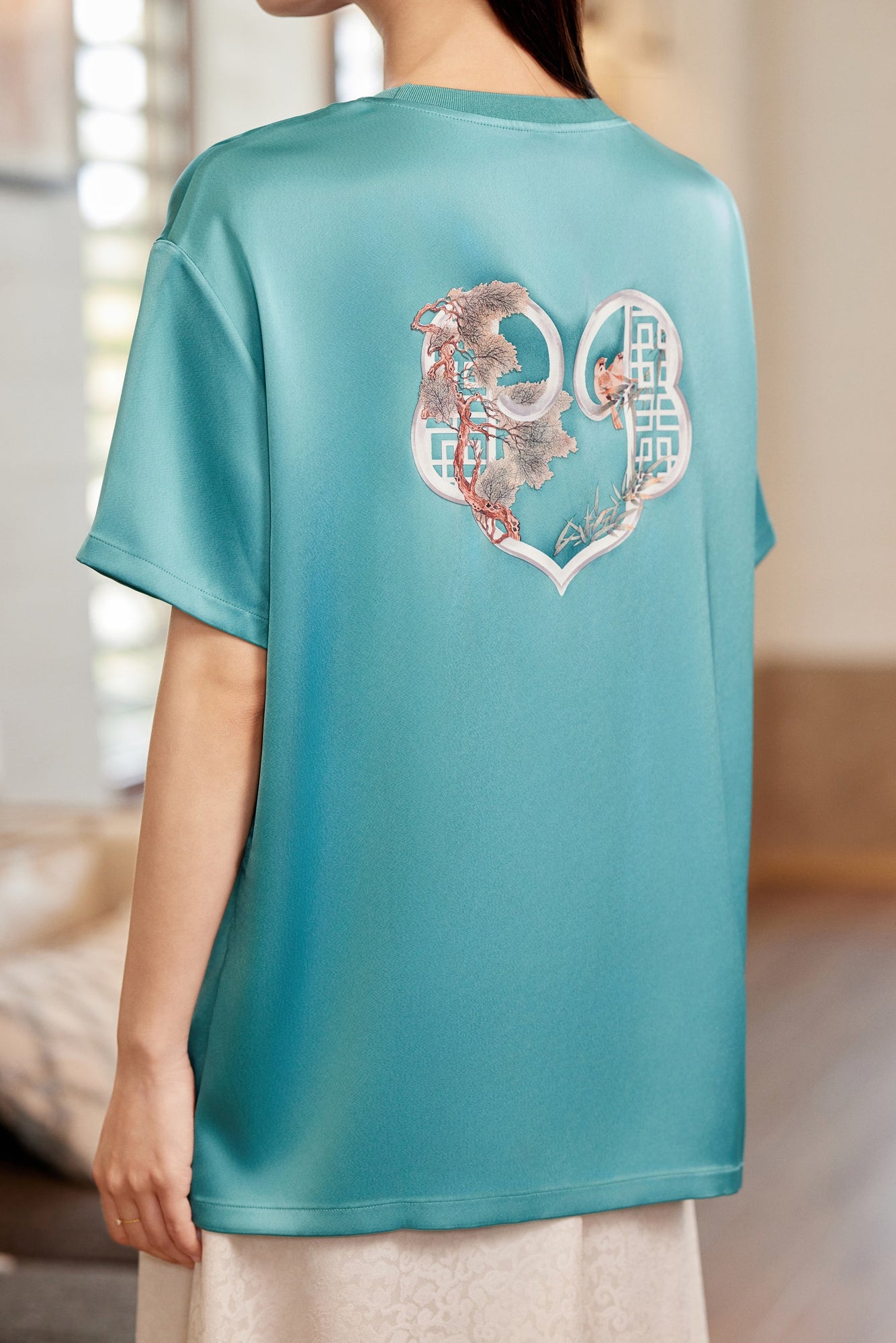 Acetic Acid Square Shoulder T-shirt | Green