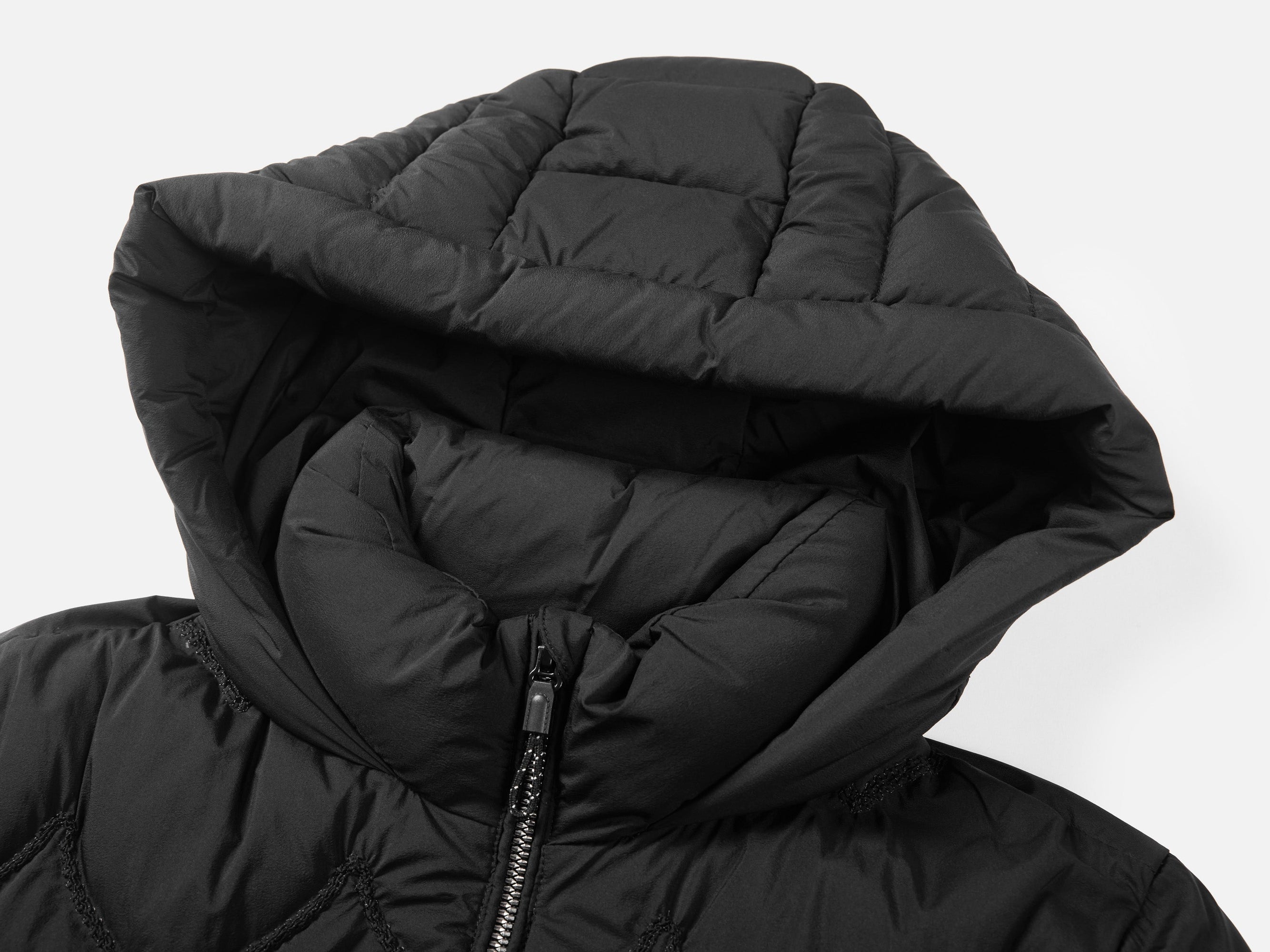 Knitted Panel Down Jacket | Black
