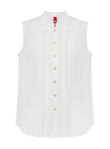 Silk-Cotton Sleeveless Shirt | White