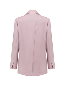 Notched Lapel Double-Breasted Suit Jacket | Purple