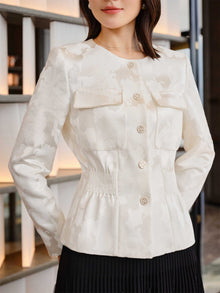 Mulberry Silk Embroidered Jacket | White