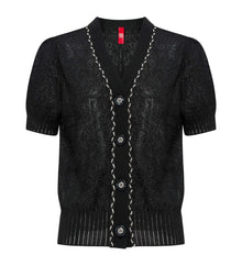 Acetic Acid Jacquard Knit Cardigan | Black