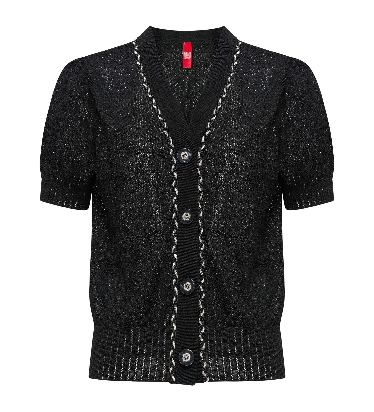 Acetic Acid Jacquard Knit Cardigan | Black