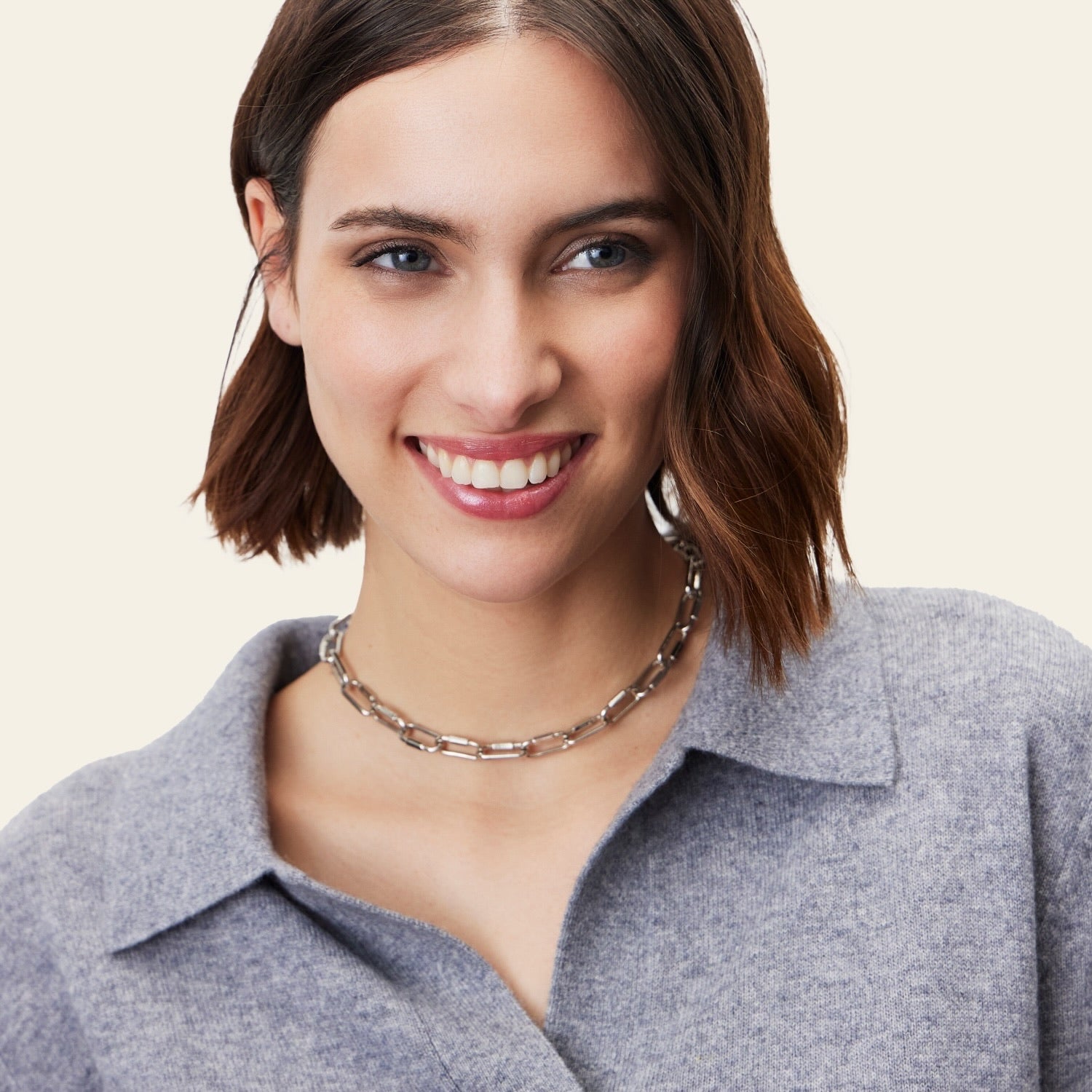 Womens | Camila Airy Cashmere Collared Sweater | Heather Grey