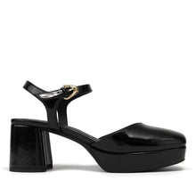 Senna Dress Platform | Black Faux Crinkle Patent