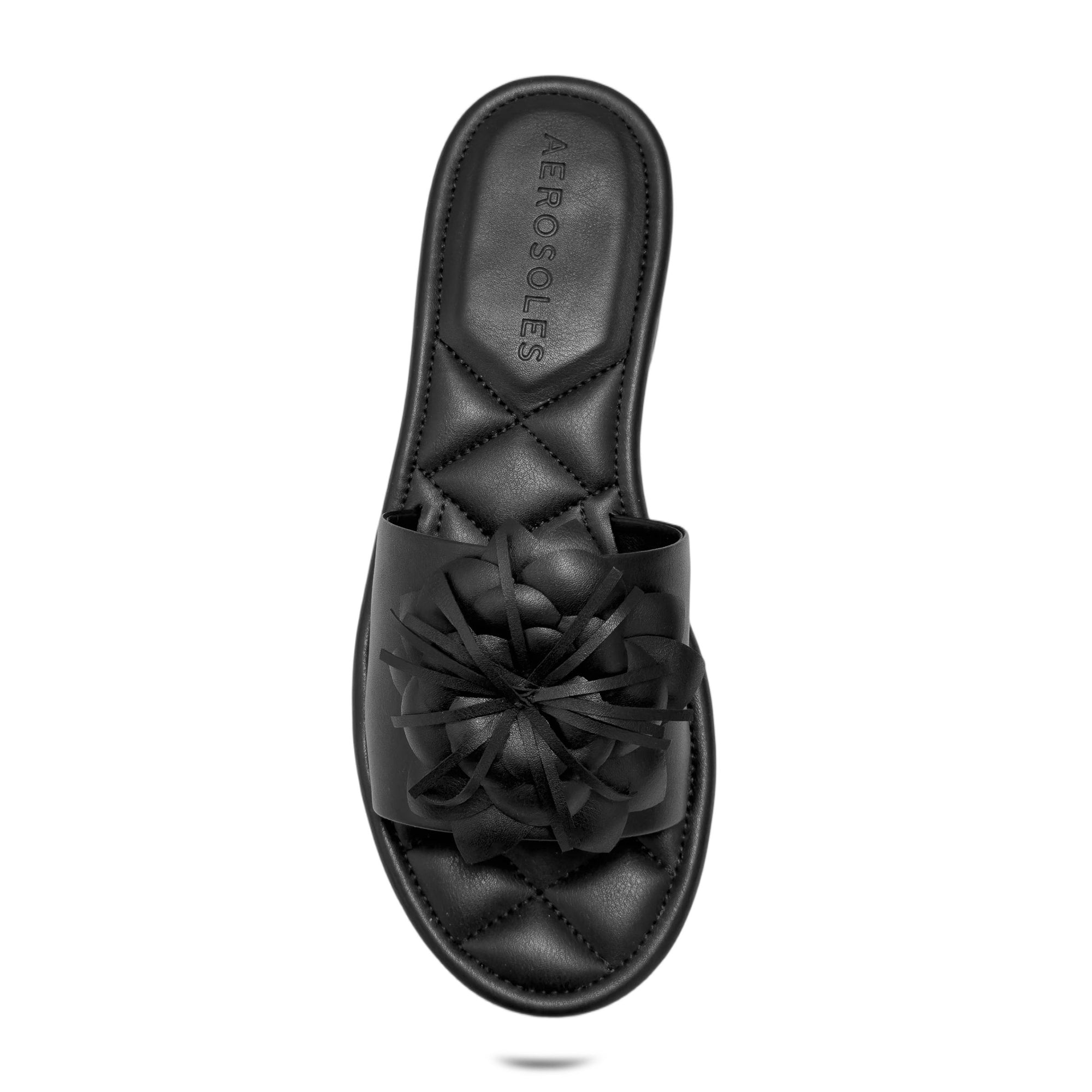 Begonia Sandal Flat | Black Faux Nappa
