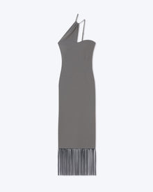 Womens | Jelena Fringed Midi Dress | Dark Grey