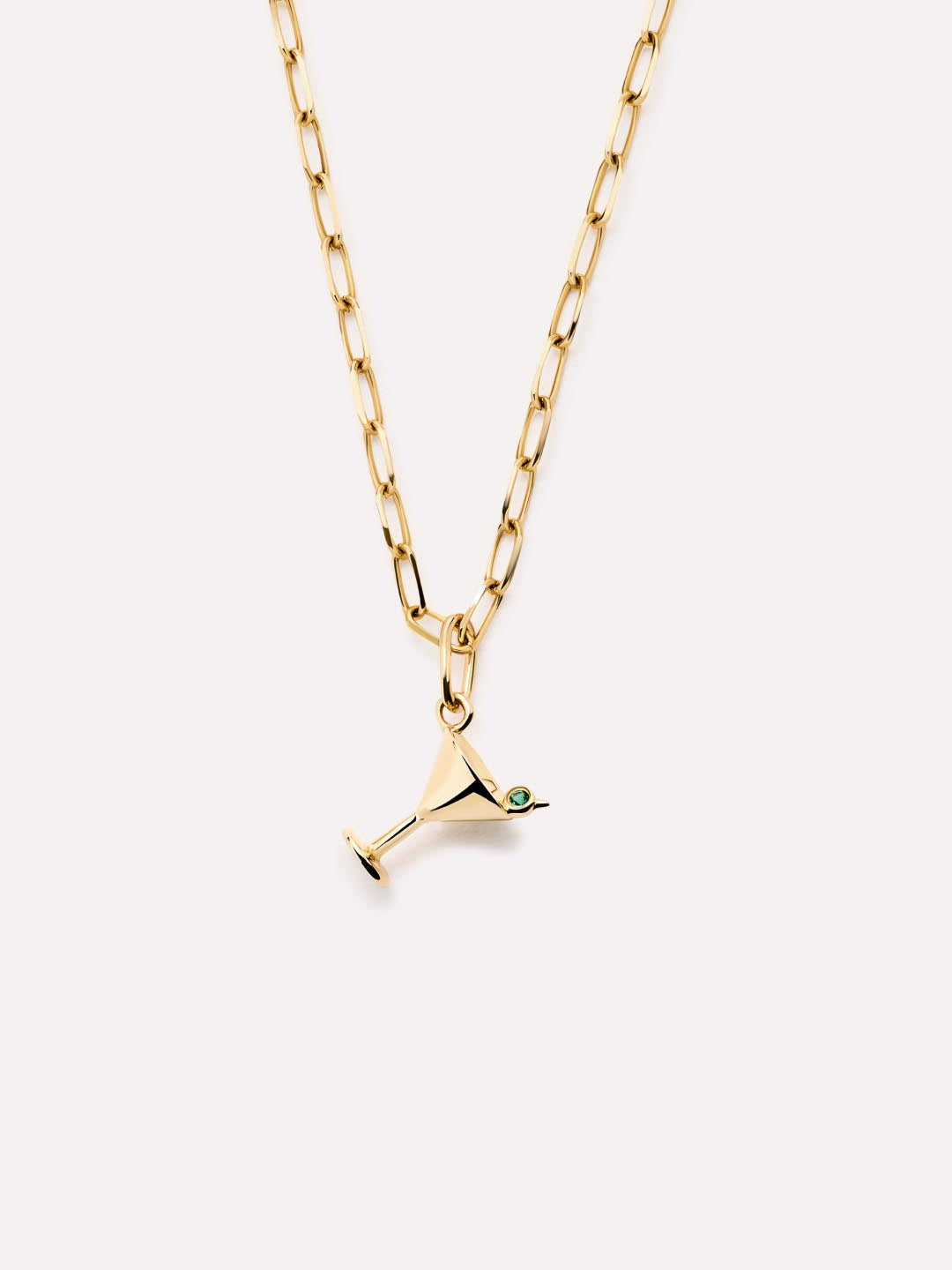 Emerald Martini Charm | 10K Solid Gold | Emerald