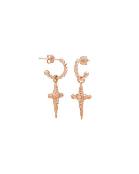 Pave Mini Cross Hoops - Rose Gold | Rose Gold