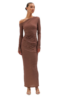 Annamaria Dress | Cocoa Ecru Stripe