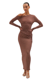 Annamaria Dress | Cocoa Ecru Stripe