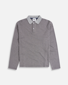 Houndstooth Jacquard Knit Rugby | Glacier Gray