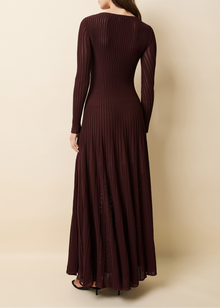 Womens | Sloane Dress Mesh Pointelle | Raisin Brown