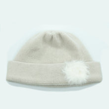 Womens | Cashmere Hat with Fur | Ivory/White