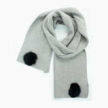 Womens | Cashmere Scarf with Fur | Light Grey/Black