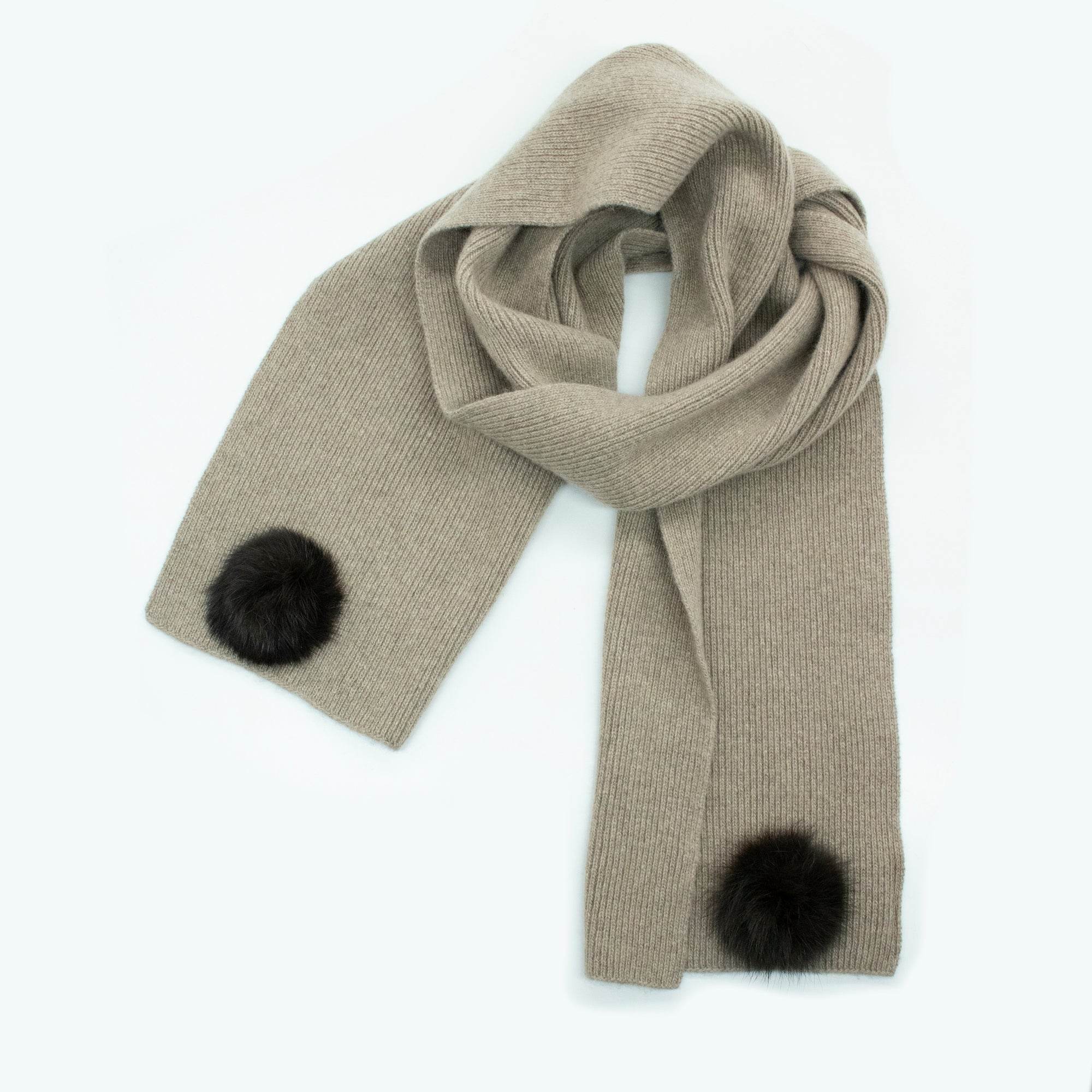 Womens | Cashmere Scarf with Fur | Nile Brown/Brown