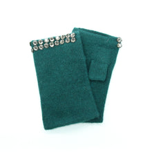 Womens | Cashmere Fingerless Gloves with Stones | Forest