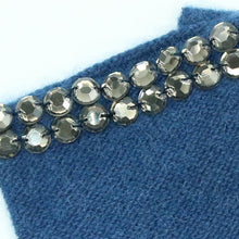 Womens | Cashmere Fingerless Gloves with Stones | Indigo Blue
