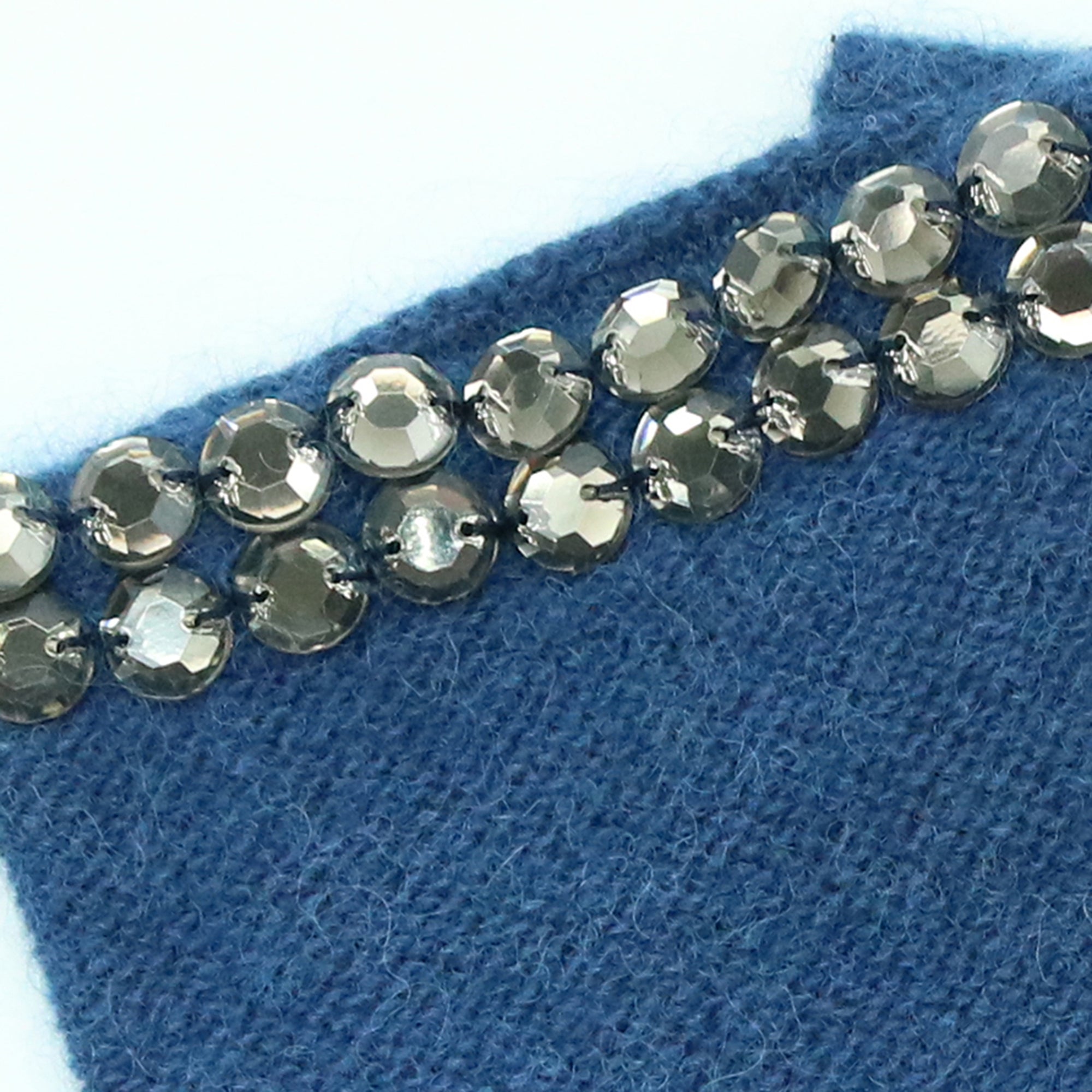Womens | Cashmere Fingerless Gloves with Stones | Indigo Blue
