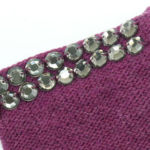Womens | Cashmere Fingerless Gloves with Stones | SK Damson