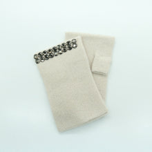 Womens | Cashmere Fingerless Gloves with Stones | Yogi Ivory