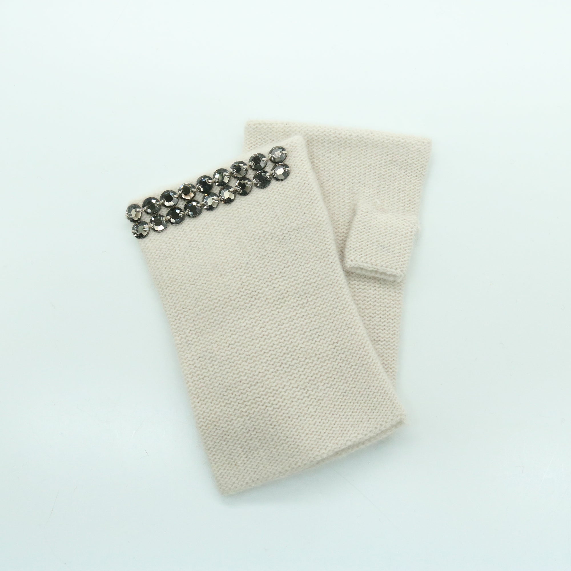 Womens | Cashmere Fingerless Gloves with Stones | Yogi Ivory