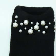 Womens | Cashmere Gloves with Pearls | Black/White