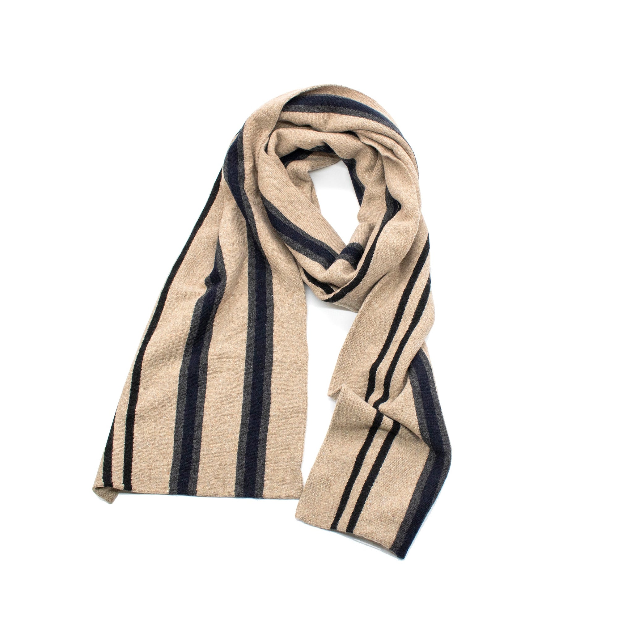 Striped Jaquard Scarf | Light Brown