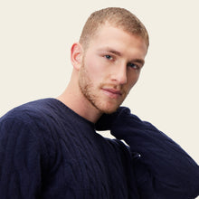 Mens | Luke Cashmere Cable Knit Sweater | Navy