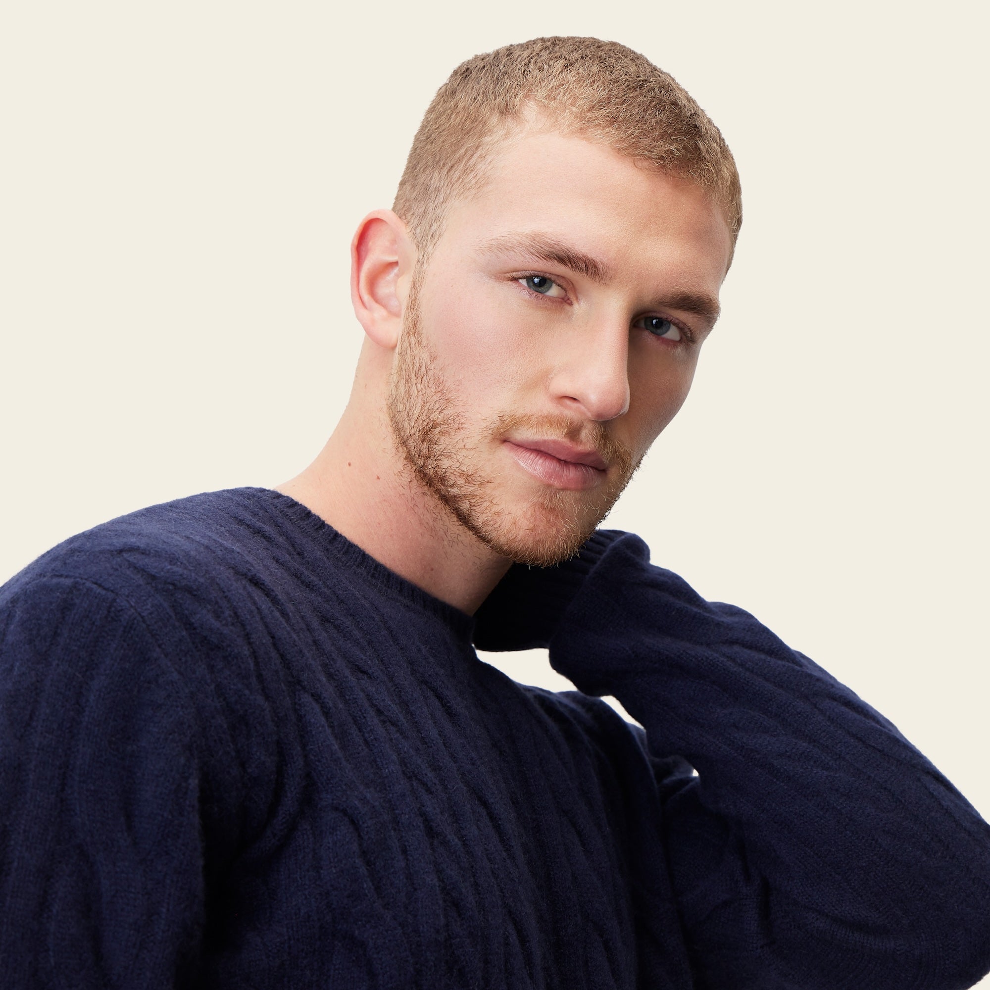 Mens | Luke Cashmere Cable Knit Sweater | Navy