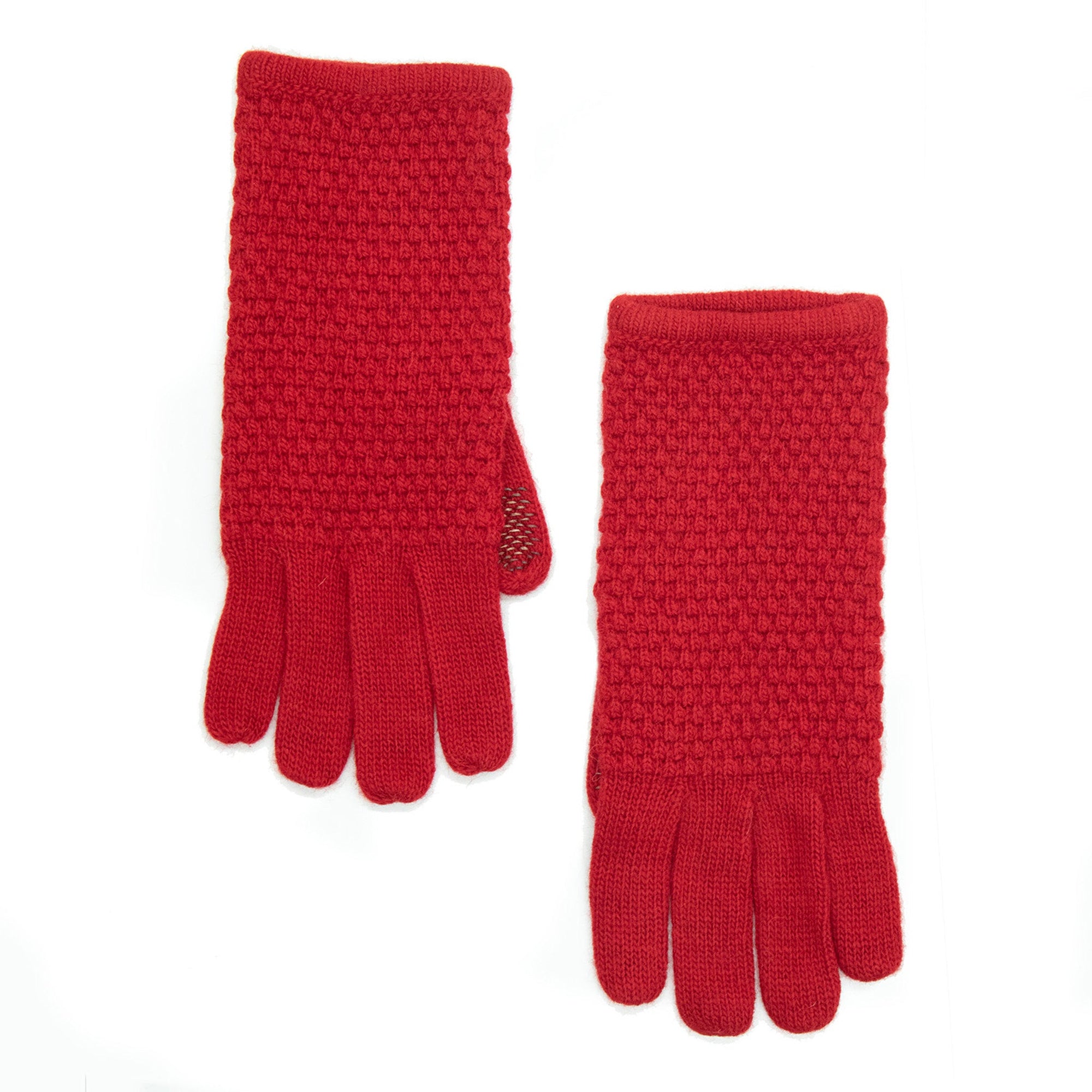 Tech Gloves In Fancy Stitch | Cherry Red