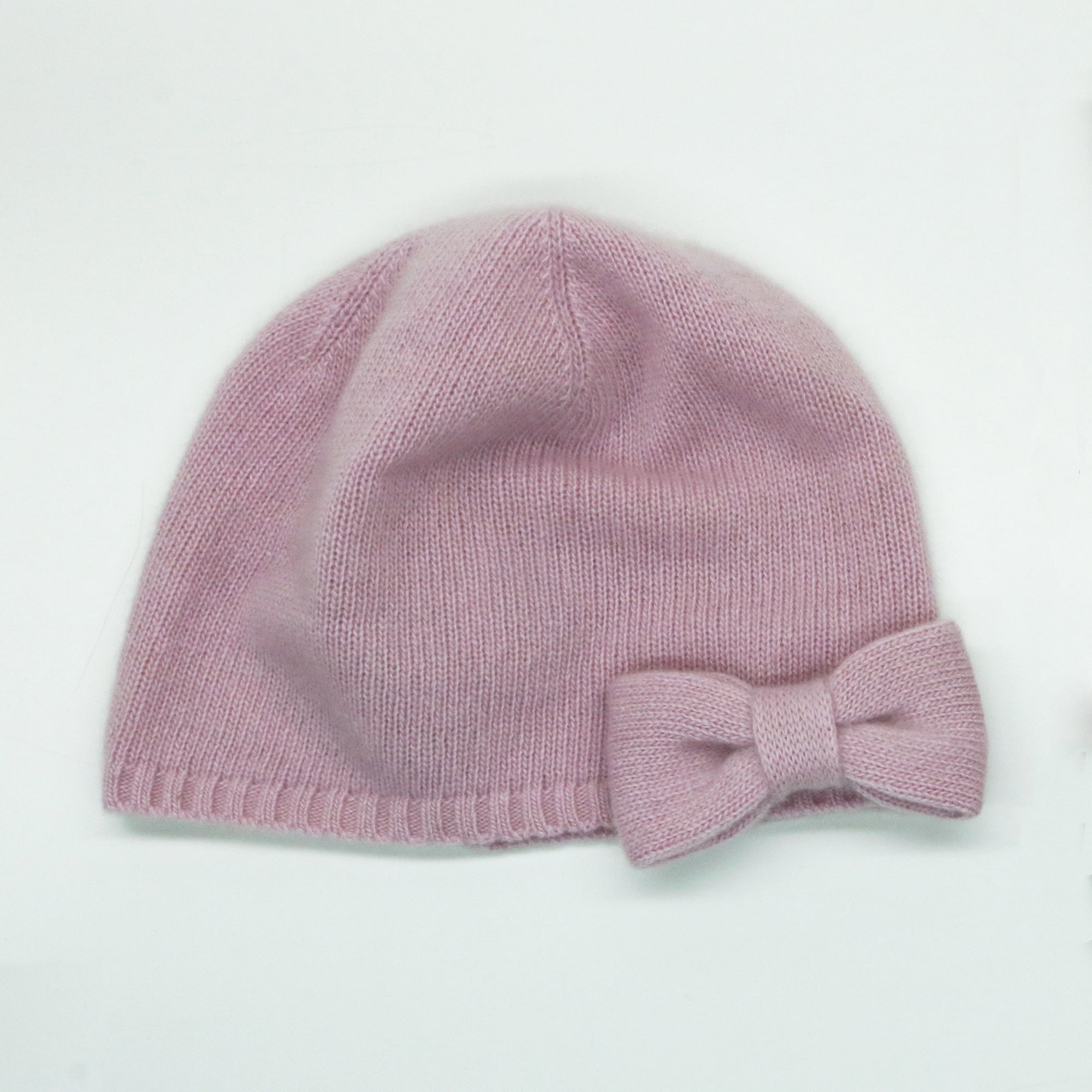 Womens | Cashmere Beanie with Bow | Dusty Pink