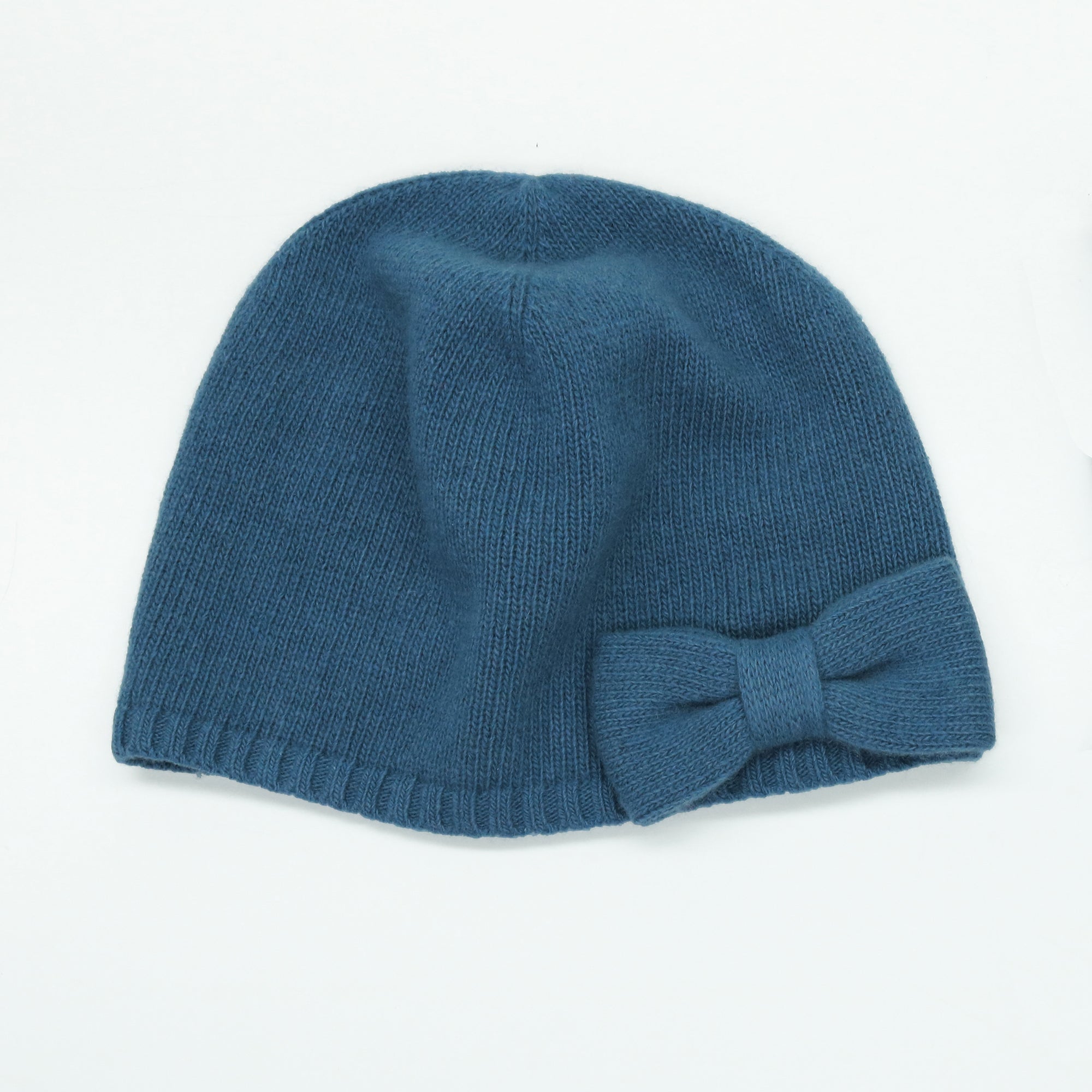 Womens | Cashmere Beanie with Bow | Palace Blue