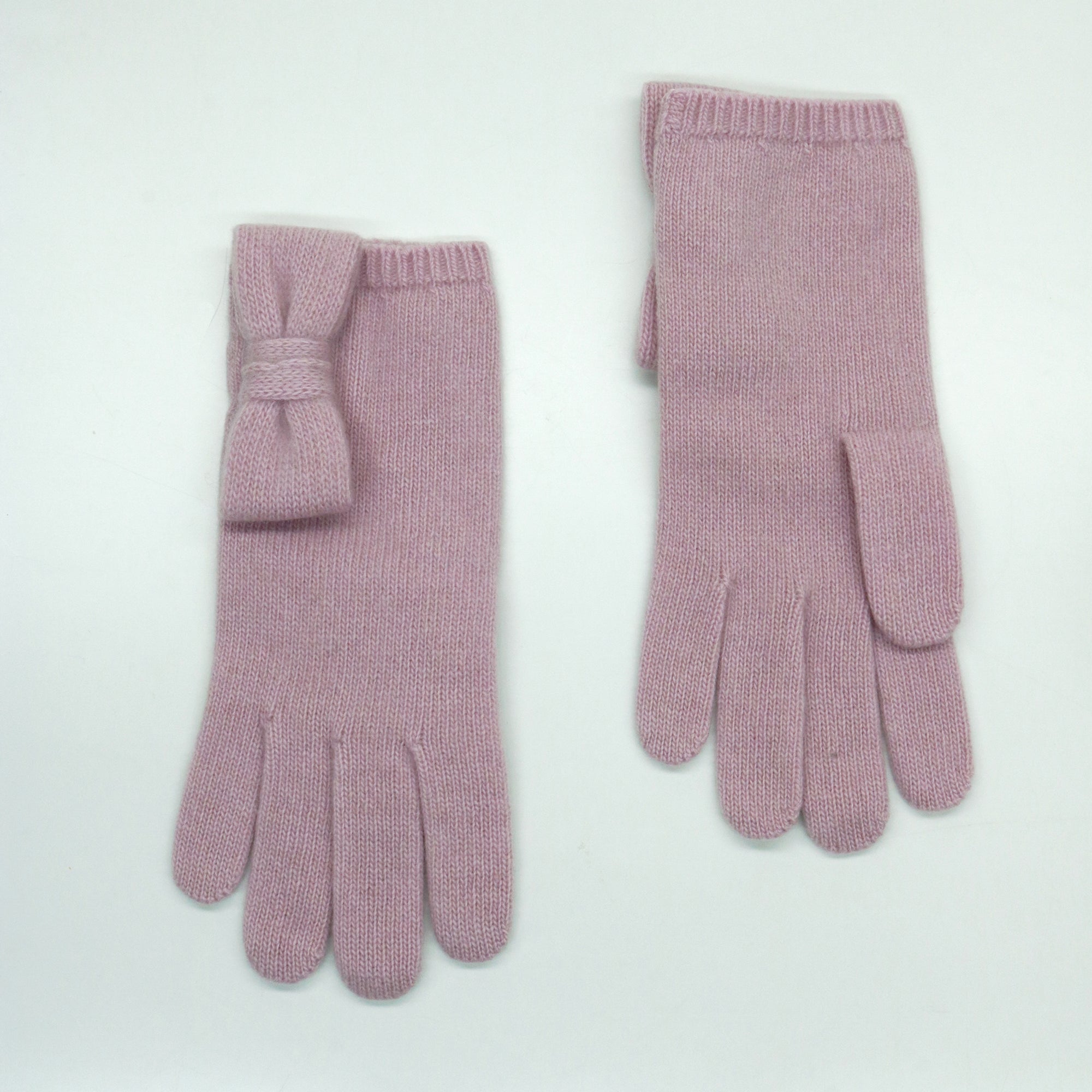 Womens | Cashmere Gloves with Bow | Dusty Pink