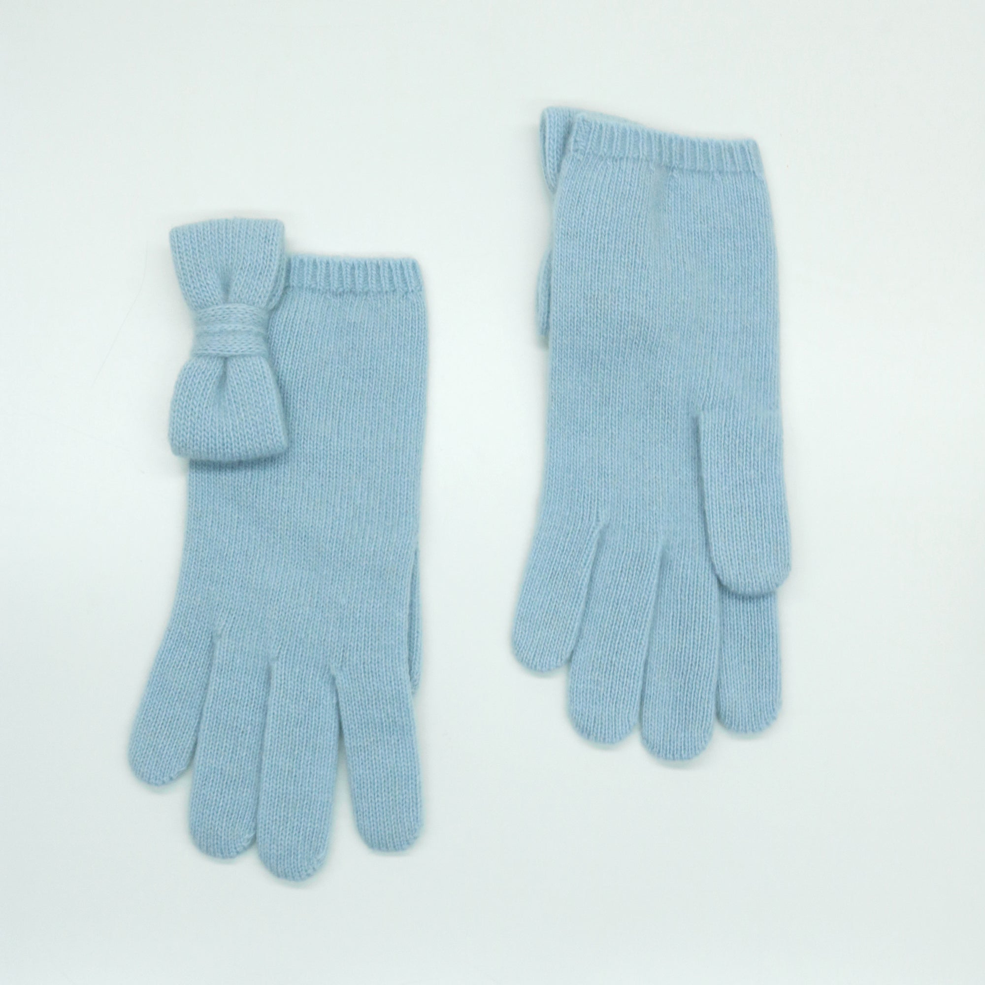 Womens | Cashmere Gloves with Bow | Dew Blue