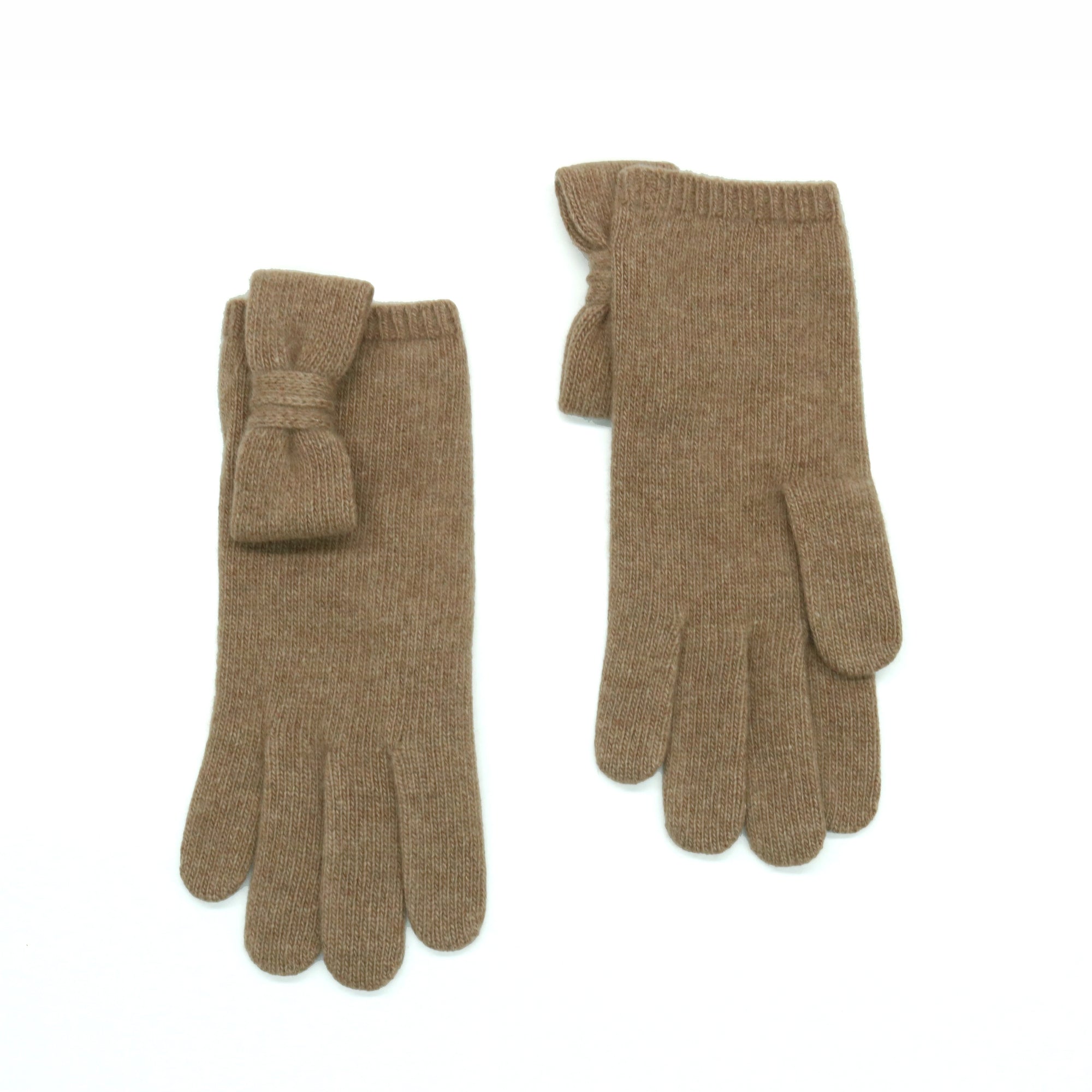 Womens | Cashmere Gloves with Bow | Heather Copper