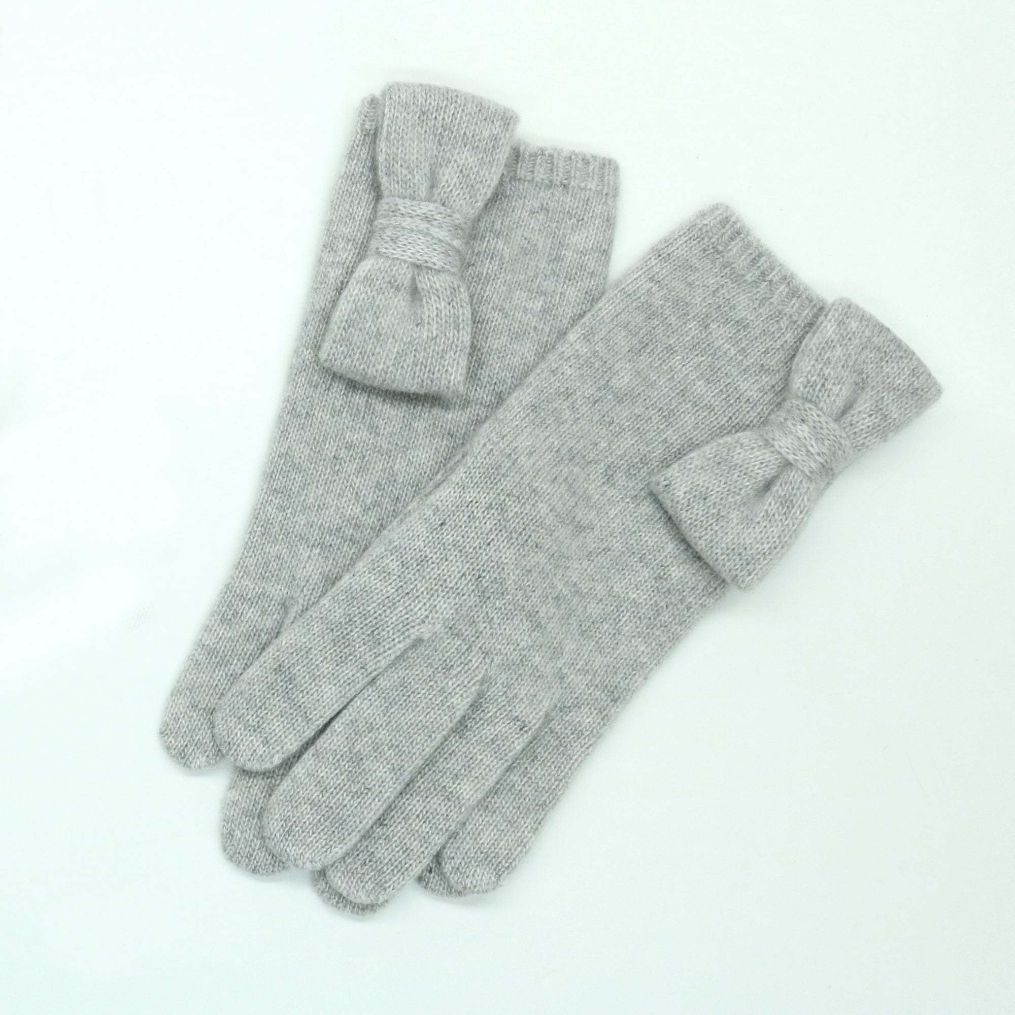 Womens | Cashmere Gloves with Bow | Heather Chrome